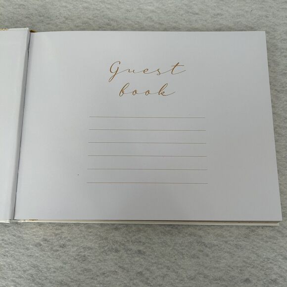 Guest Book White Gold 50 Page 7 X 9 inch Wedding Anniversary Celebration Party - Picture 11 of 13